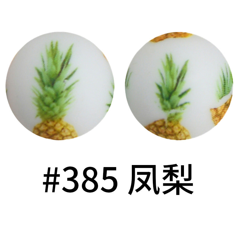 Wholesale 50pcs 16mm Print Silicone Beads Colorful Silicone Water Transfer Beads